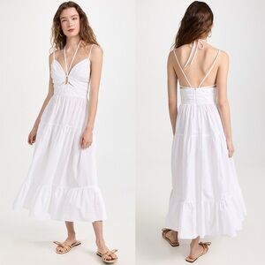 NWOT (ULLA JOHNSON) Phoebe tiered cutout cotton-poplin midi dress